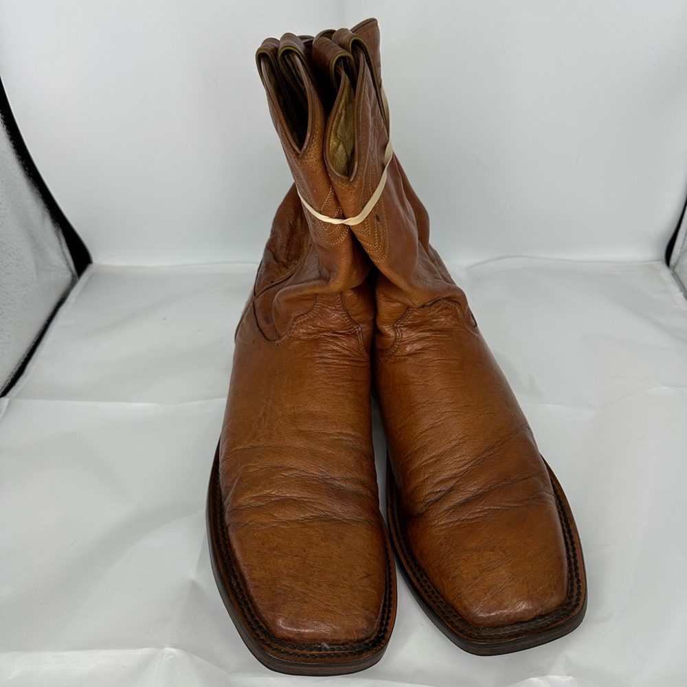 Justin Smooth Ostrich square toe western Boots 12 D